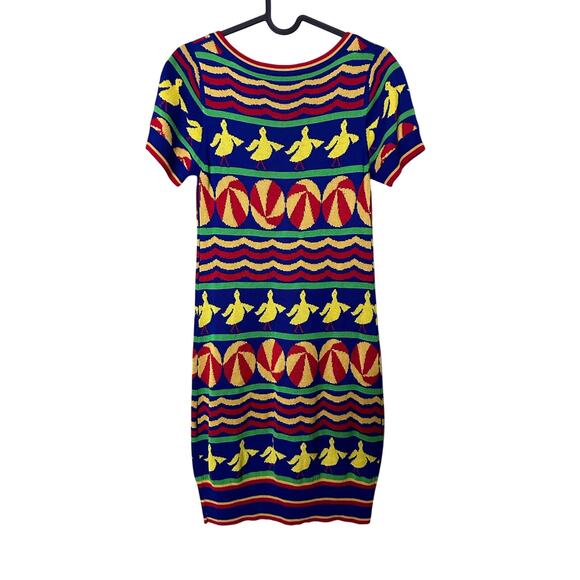 Marc by Marc Jacobs Dress Womens Size 4 Y2K Short Sleeve Mini Sweater Multi - Picture 3 of 8